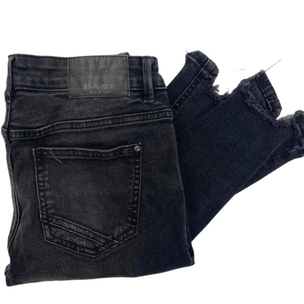 ZARA z1975 Denim Jeans Women’s Size 4 distressed zippers black
